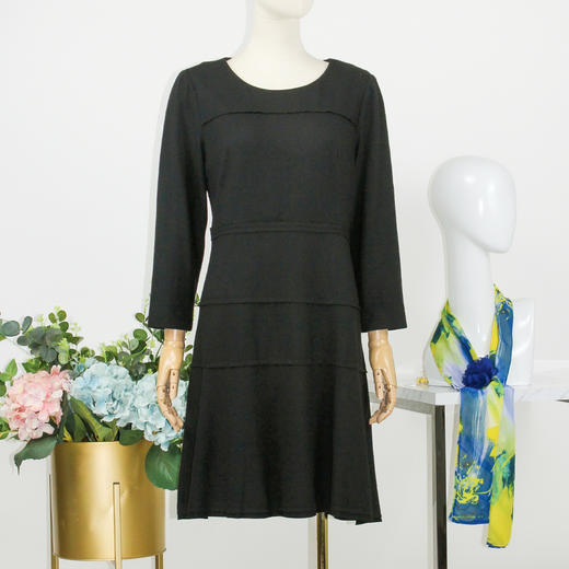 FOCALS福柯斯秋冬季羊毛针织套头圆领七分袖修身连衣裙FYLAX012 商品图2