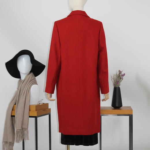 FOCALS福柯斯冬季新款西服领中长款纯色羊毛大衣外套FYW8K082JR 商品图2