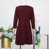 FOCALS福柯斯秋冬季羊毛针织套头圆领七分袖修身连衣裙FYLAX012 商品缩略图1