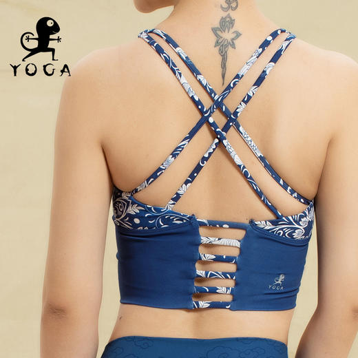 壁虎瑜伽 2110SY082-青花烟雨聚拢印花背心（有胸垫）清仓不退不换 商品图5