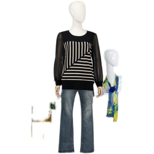 FOCALS福柯斯女装秋季新款圆领套头上衣条纹毛衫针织衫FYLAM025NM 商品图4