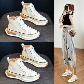 【服饰鞋包】鹿季高帮小白鞋女秋季韩版网红百搭厚底休闲运动老爹鞋