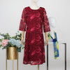 FOCALS福柯斯秋季蕾丝圆领七分袖修身中长款印花连衣裙FYJ2X173R1 商品缩略图0