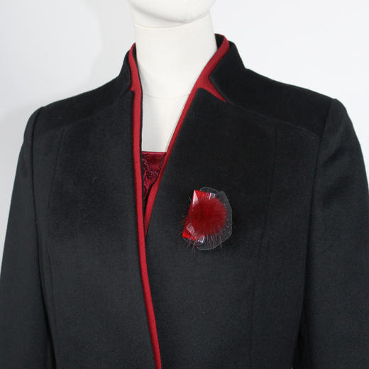 FOCALS福柯斯冬季新款长袖修身中长款纯色拼接羊毛大衣FRGDK688N1 商品图3