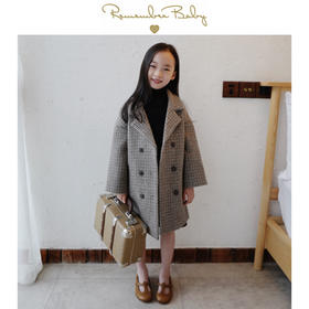 现货 / RETRO | 亲子款 进口面料制 时髦千鸟格双排扣羊毛大衣