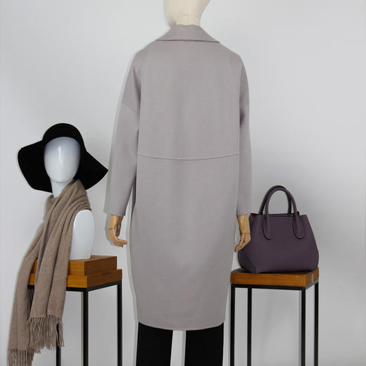 FOCALS福柯斯冬季新款宽松休闲长款纯色羊毛大衣外套FYJDK912AW 商品图2