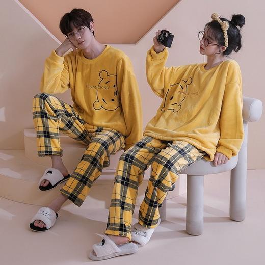 【健康好棉质 温暖冬日】珊瑚绒情侣睡衣秋冬款加厚保暖男睡衣女冬季柔软法兰绒御寒家居服套装 商品图8