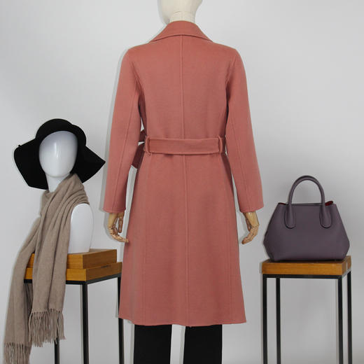 FOCALS福柯斯冬季新款长袖修身中长款纯色双面羊毛大衣FRGDK733PR 商品图2