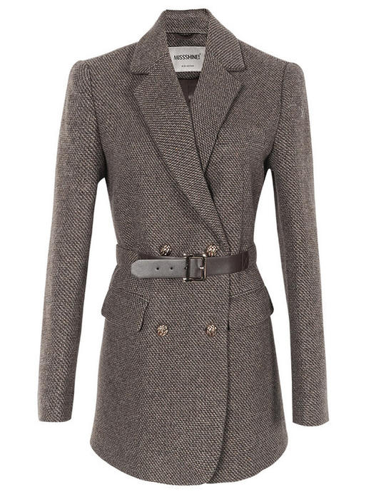 剩M 米思阳2026春季通勤职业西装毛呢外套系带修身小个子大衣2471 商品图4