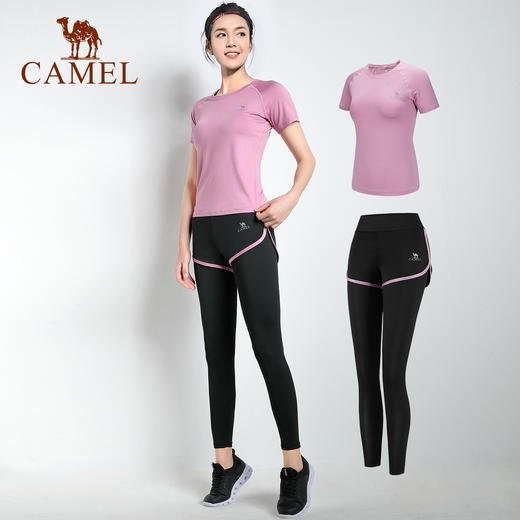 骆驼瑜伽服运动服套装女秋款健身服长袖两件套时尚跑步衣服YK22265494 商品图1