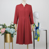 FOCALS福柯斯秋季精细羊毛七分袖修身A摆纯色连衣裙F20AX016R8 商品缩略图0