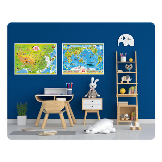 2021完整版儿童新版初中小生挂图家用高清2张世界地图和中国地图 商品图3