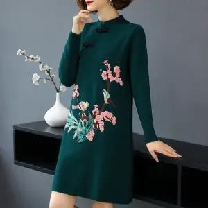 JXG -中年气质裙子妈妈秋冬装连衣裙时尚洋气2020新款中老年女装毛衣裙 商品图4