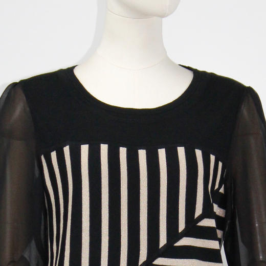 FOCALS福柯斯女装秋季新款圆领套头上衣条纹毛衫针织衫FYLAM025NM 商品图3