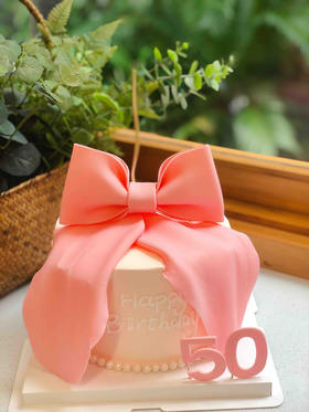 翻糖粉色蝴蝶结奶油蛋糕 下单前请仔细阅读商品详情