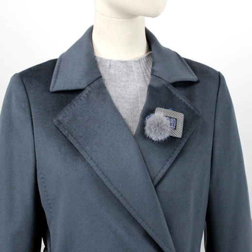 FOCALS福柯斯冬季新款长袖修身中长款纯色羊毛大衣FYJDK911BA 商品图3