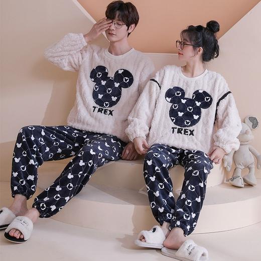 【健康好棉质 温暖冬日】珊瑚绒情侣睡衣秋冬款加厚保暖男睡衣女冬季柔软法兰绒御寒家居服套装 商品图5