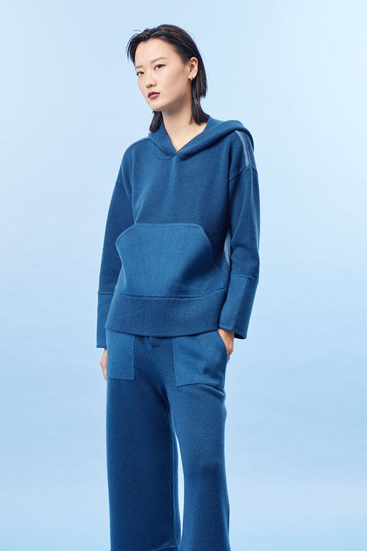 针梭相拼羊绒直筒女裤 SJF93K430N 商品图1