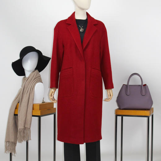 FOCALS福柯斯冬季长袖休闲长款纯色加厚羊毛大衣外套FYLDK721R1 商品图0