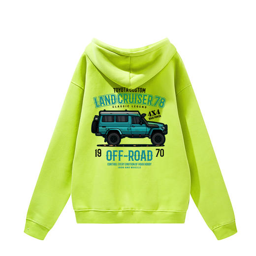 丰田LC系列经典越野车图案带帽抓绒套头卫衣oversize版型个性休闲款NMT-1719 商品图7