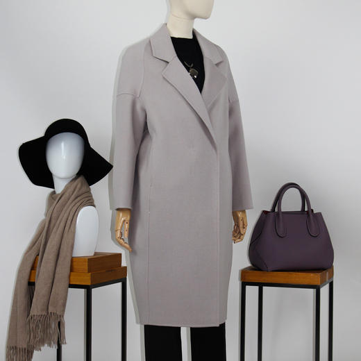 FOCALS福柯斯冬季新款宽松休闲长款纯色羊毛大衣外套FYJDK912AW 商品图1