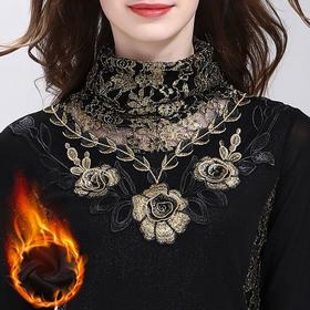 TZW-高领加绒蕾丝打底衫