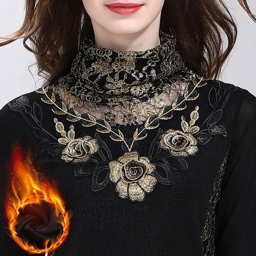 TZW-高领加绒蕾丝打底衫 商品图0