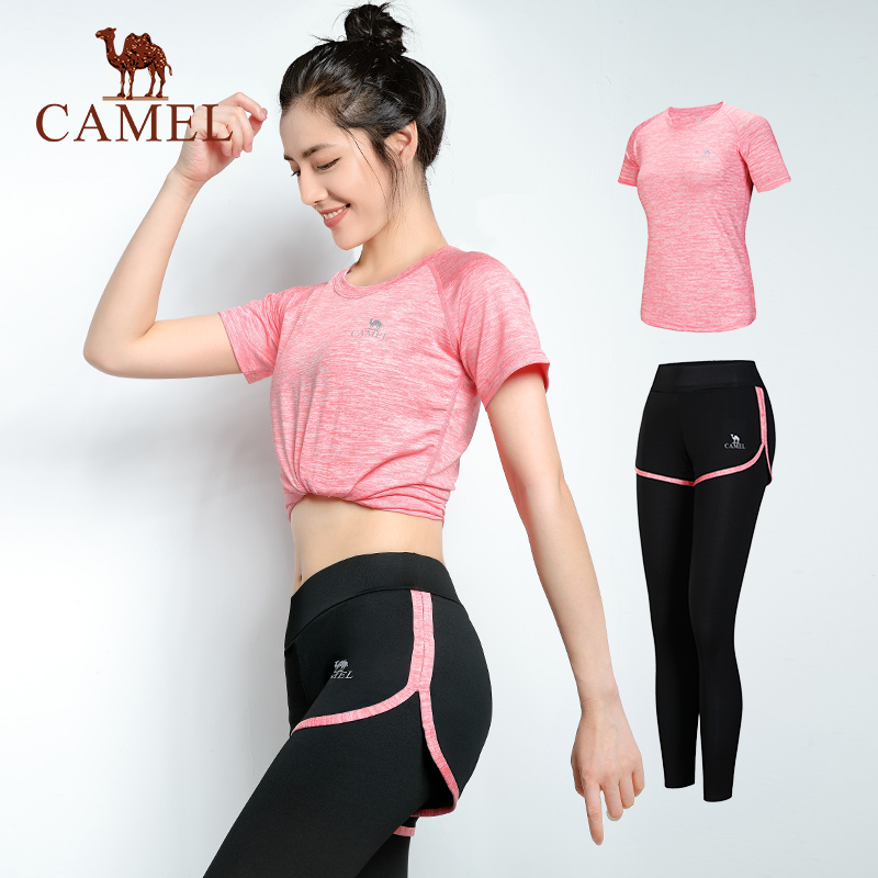 骆驼瑜伽服运动服套装女秋款健身服长袖两件套时尚跑步衣服YK22265494