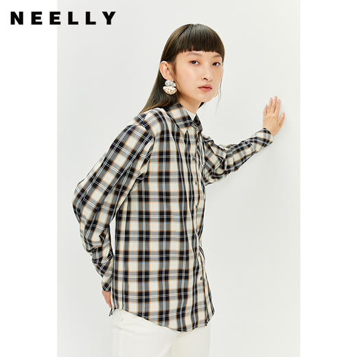 NEELLY纳俪衬衫女新款2021年白色设计感小众长袖时尚洋气上衣新款 商品图3