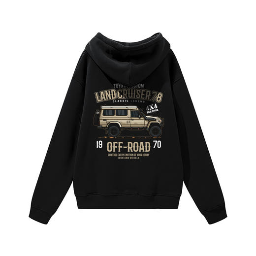 丰田LC系列经典越野车图案带帽抓绒套头卫衣oversize版型个性休闲款NMT-1719 商品图3