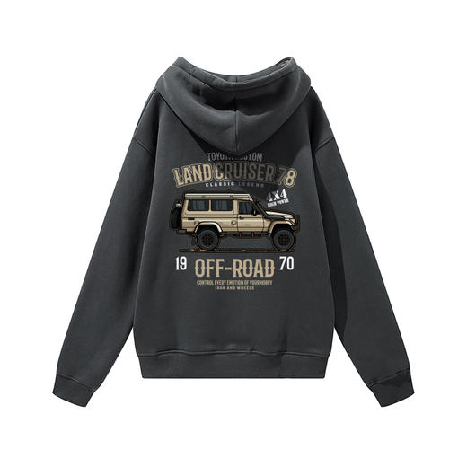 丰田LC系列经典越野车图案带帽抓绒套头卫衣oversize版型个性休闲款NMT-1719 商品图5