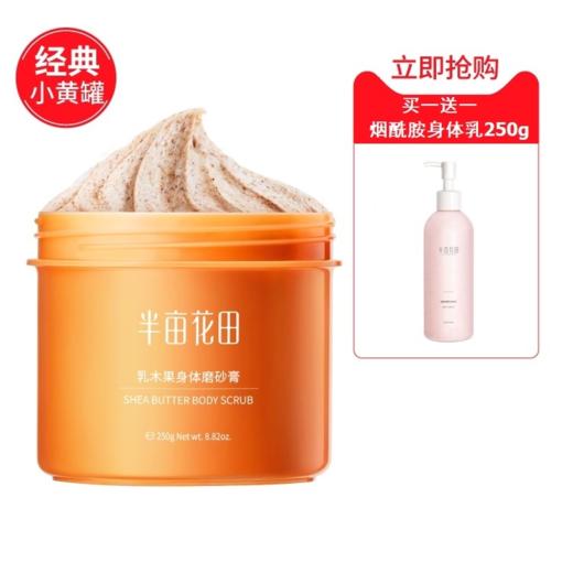 【买一送一】半亩花田乳木果身体磨砂膏去角质全身嫩白疙瘩毛囊小黄罐女250g送身体乳250g 商品图0
