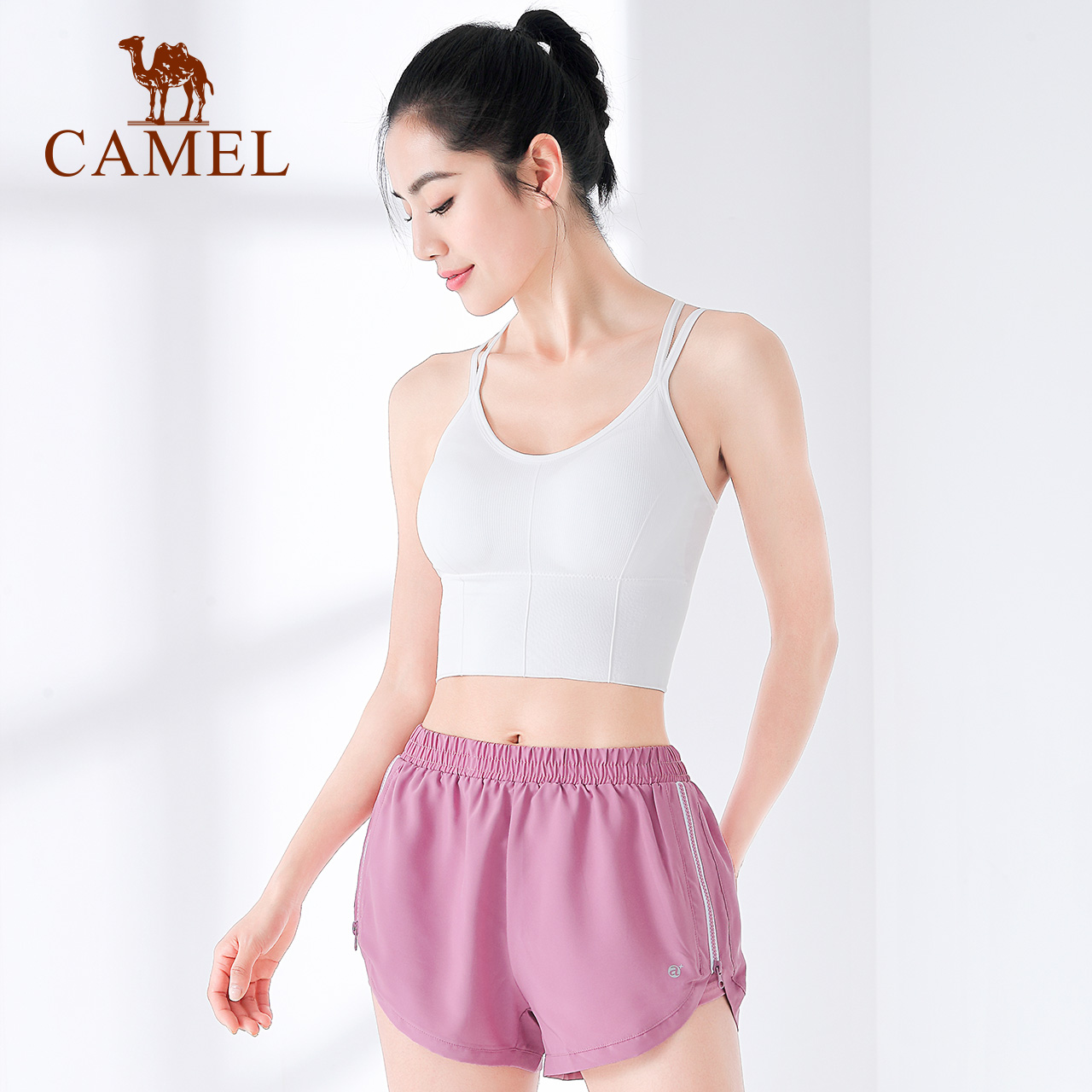 骆驼瑜伽服背心款女带胸垫跑步服上衣健身服外穿运动内衣美背秋冬Y0S1TX601_Y0YJ26701