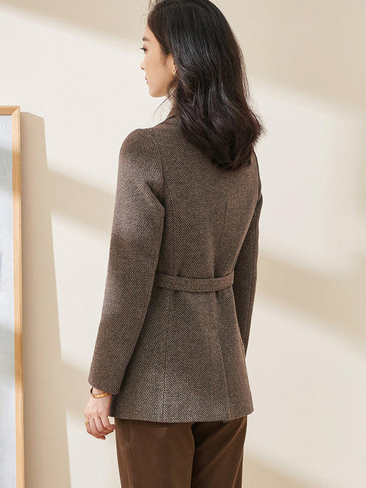 剩M 米思阳2026春季通勤职业西装毛呢外套系带修身小个子大衣2471 商品图3