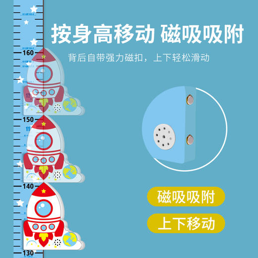 【3D立体儿童身高尺】宝宝身高墙贴3d立体家用儿童房量身高贴纸可移除卡通测量仪尺神器 商品图1