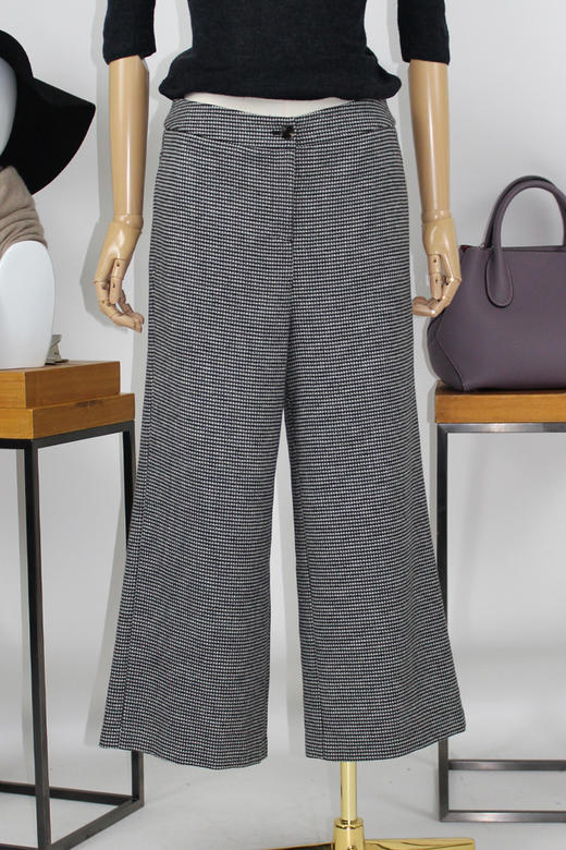 FOCALS福柯斯秋季新款通勤百搭休闲直筒裤格纹九分女裤FYJ3P526NE 商品图3