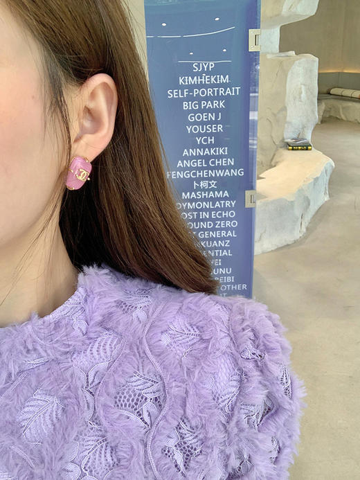 【香奶奶1:1高定】希勒勒 水晶宫的美丽与哀愁 淡紫色滴油925银针耳钉 商品图1