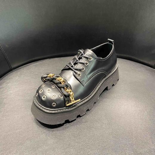 LFGJ   3876  新款真皮圆头松糕底英伦小皮鞋金属链透气女单鞋 商品图0