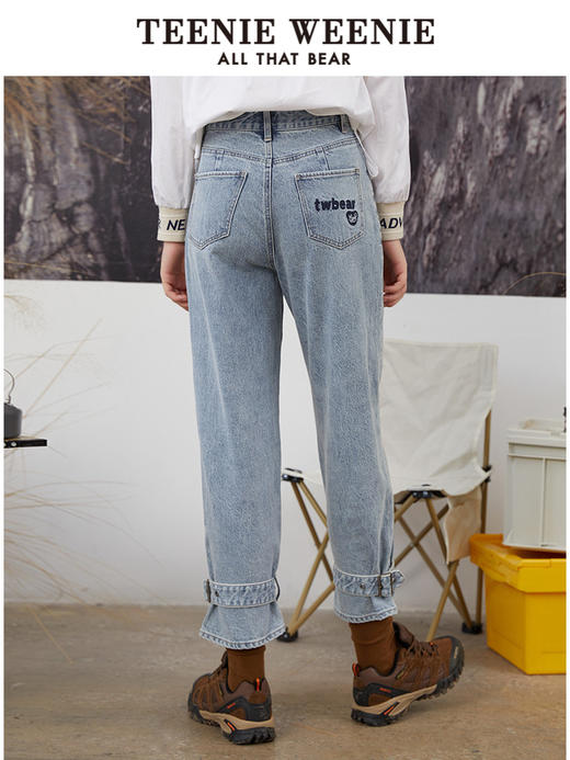 TeenieWeenie小熊牛仔裤长裤宽松韩版显瘦萝卜裤复古港味潮女秋冬TTTJ214903T 商品图3