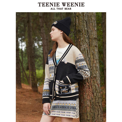 TeenieWeenie小熊提花半身裙高腰显瘦针织裙包臀裙短裙女秋冬新款TTWK214901T 商品图2