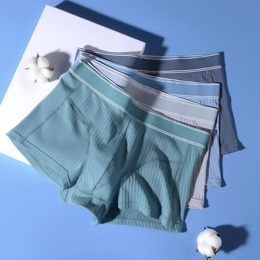 【秋冬新款抗jun99%男士内裤】纯色中腰平角裤精梳棉透气男士内裤 3条装 商品图1