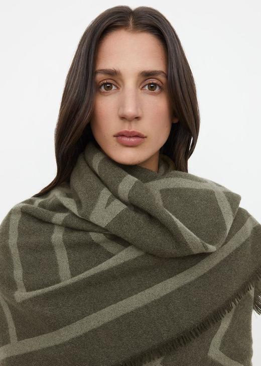 TOTEME 米色/草绿色como羊绒大围巾 商品图6