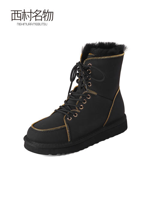 西村名物2021冬季新款气场全开英伦风复古系带马丁靴雪地靴T21DS45151 商品图1