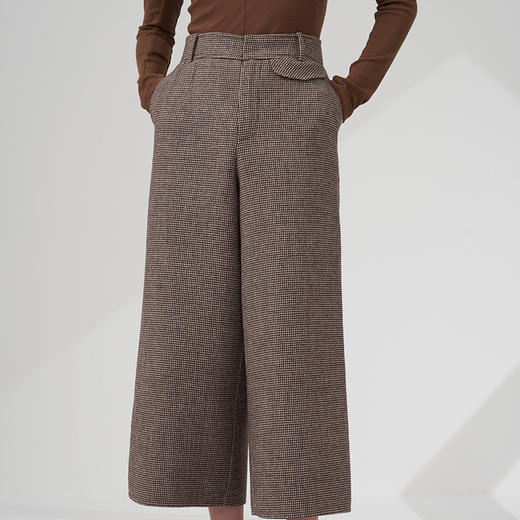 【年终福利/不退换】黑标系列 柏林之秋 羊绒毛暗格纹双面呢阔腿八分裤BP624 商品图0