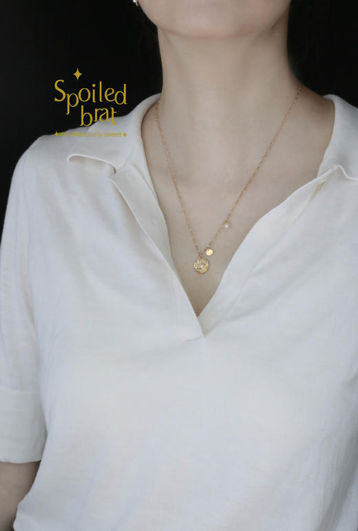 SpoiledBrat Jewelry锆石眼睛圆牌项链 商品图4