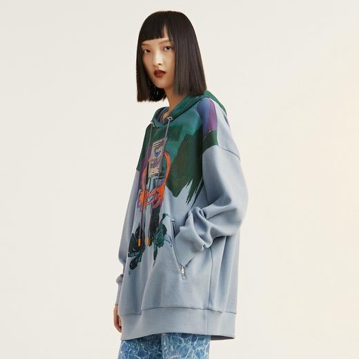 MIIDII谜底2021冬新款休闲连帽图案印花时尚卫衣女214MV2548 商品图1