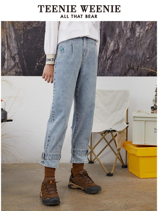 TeenieWeenie小熊牛仔裤长裤宽松韩版显瘦萝卜裤复古港味潮女秋冬TTTJ214903T 商品图0