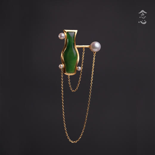 胸针 | 和田碧玉花瓶珍珠胸针 商品图3