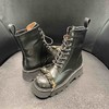 LFGJ  3872  头层牛皮圆头英伦金属铁链铆钉重工马丁靴机车靴短靴系带 商品缩略图2