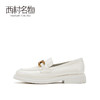 西村名物2021秋季新款真皮松糕鞋厚底英伦风漆皮单鞋一脚蹬X21CM33251 商品缩略图1